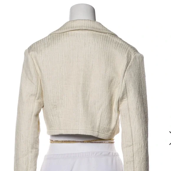 MICHAEL LO SORDO • Linen Bolero Waist Tie Collared Jacket - Picture 4 of 16